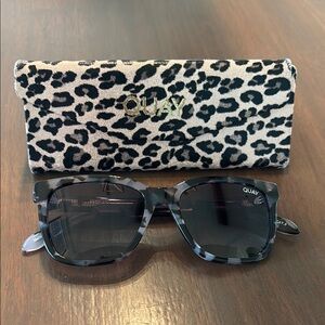 Quay Australia Black Sunglasses with Leopard Case